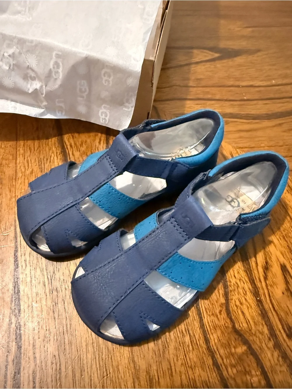 NWB Ugg T Kylo Kids Navy and Teal Sandals